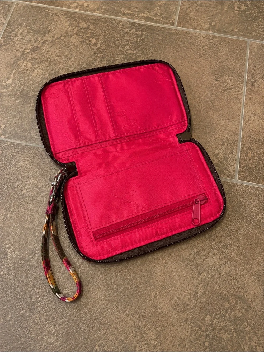 Vera Bradley English Rose Floral All-In-One Zip Around Wristlet Wallet